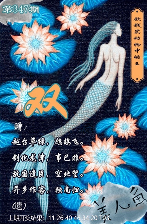347期美人鱼单双中特图[图]
