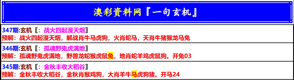 347期澳门一句玄机[图]